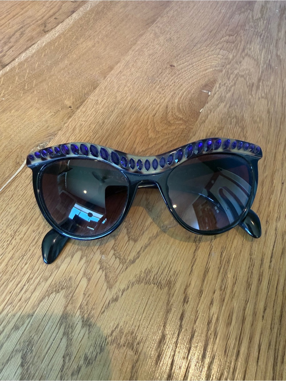 Authentic Prada Cat-Eye Sunglasses with Purple crystals
